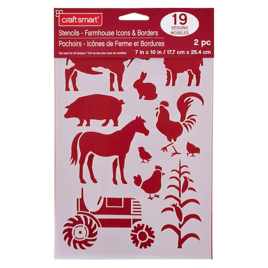 12 Pack: Farmhouse Icon & Border Plastic Stencils, 7" x 10" by Craft Smart®
